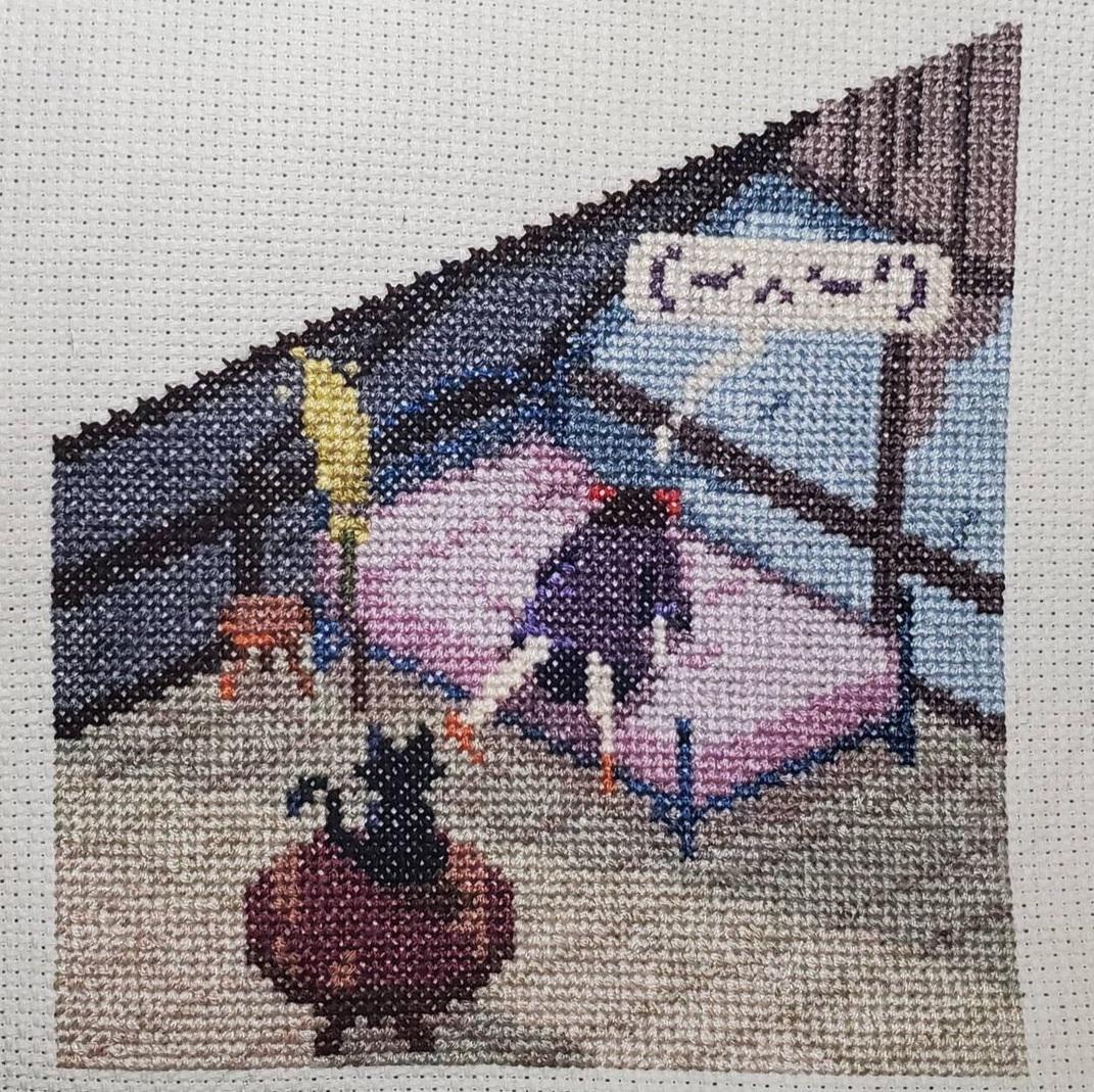 Cross Stitch World on Tumblr: Kiki's Delivery Service 🐈‍⬛. My friend makes  the most delightful little patterns (download free @ bogdragoncrafts) by