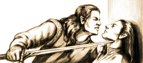 markedasinfernal: &lsquo;Then turning upon Fingolfin [Fëanor] drew his sword, crying: &ldqu