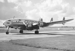 the-boy-is-a-slag:  Lockheed Constellation at Heathrow Airport, 1956.