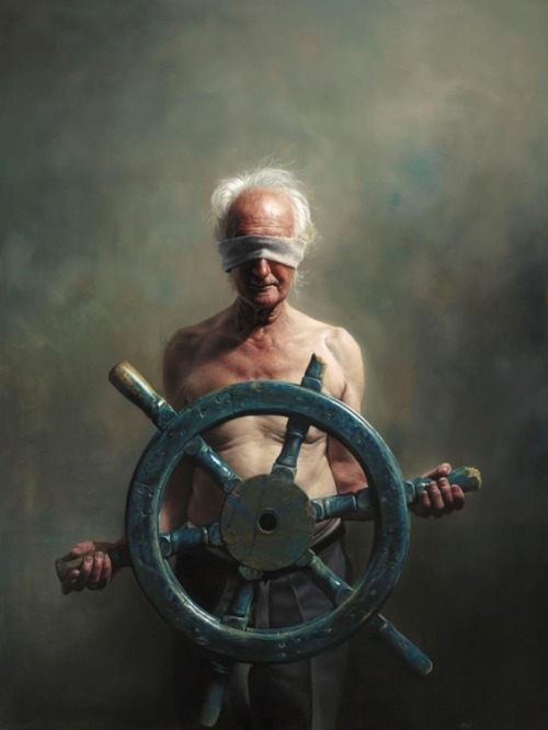 crossconnectmag:  Mitch Griffiths (born in Nuneaton in 1971) uses a traditional, almost forgotten style of painting, inspired by the light and composition of Old Master paintings, but he uses this style to depict the issues concerning 21st-century British