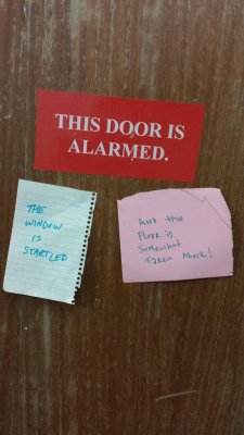 sodamnrelatable:  crossedstirrups:  houseofhanover:  funnyorwtf:  Saw this on a door at work.  # the lights are agog # the ceiling’s aghast # is the desk drawer in love at last?  need to reblog this again for those tags  More lol here!