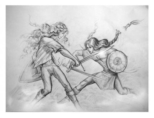 markedasinfernal:Maedhros and Fingon in Valinor, via diary.ru#hehehe swordplay #if you know wha