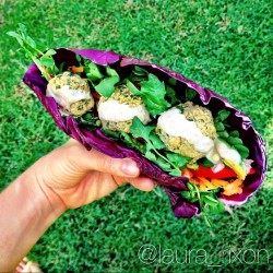 Rest-Run-Replenish:  Raw Falafel Wrap 😍 Purple Cabbage Wrapped Around Rocket,