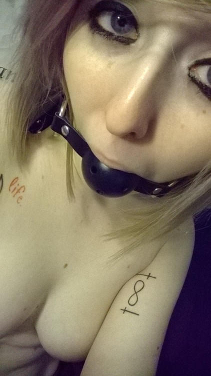 beautiful-and-scarred:  sorry it took so long, but i finally got to play with my ball gag! thanks again to the lovely follower who bought it for me (: 