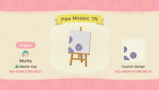 silver-tongues-blog:island-musings:Codes for my moon and paw print mosaics that were