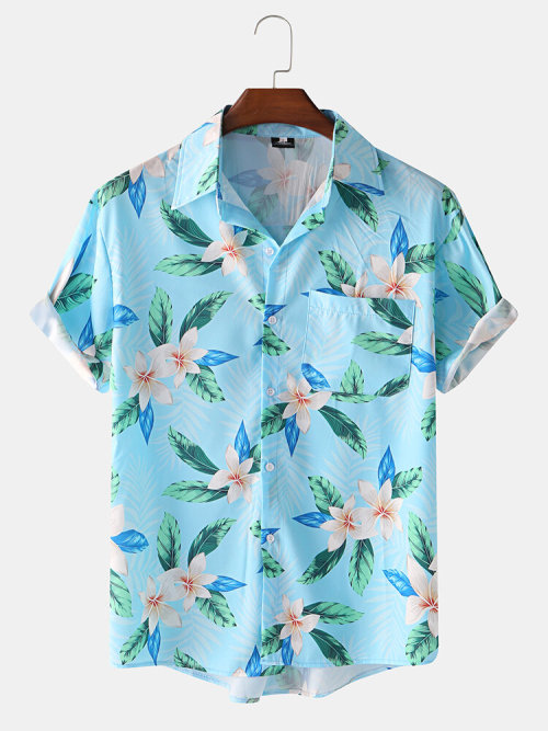 strangeavenueexpert:Summer Avocado Flower Leaf Plant Print Summer Shirts And Floral BlousesCheck out