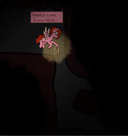 charlie-bad-touch:  <–PreviousPeachy Keen does just that, glad to be able to shimmy her way down the terrible tunnel. The yelling has subsided but shes almost certain that it was probably definitely coming from here. Ish. Any advice to give to Peachy