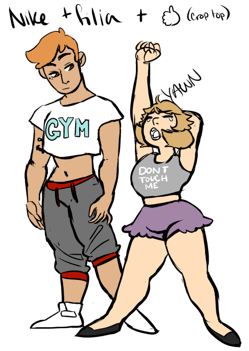 had time for another sketch! this time: the gals in crop tops! i really enjoyed drawing this one so 