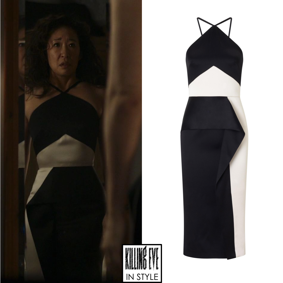 killing eve black and white dress