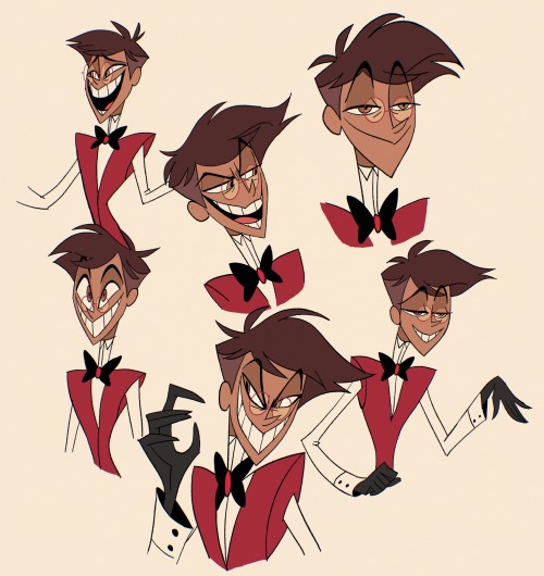 remade drawings of alastor from hazbin hotel as a human