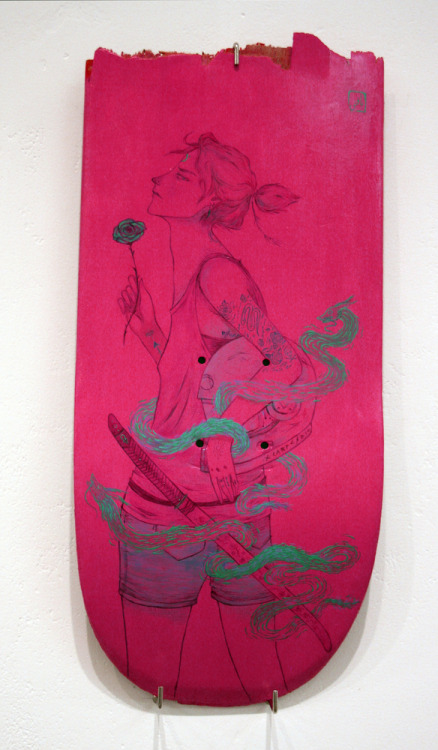 This is Hangaku, I painted her for last month’s Used and Abused skate/illustration show in Bri