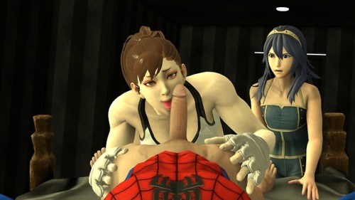 Chun-Li showing Lucina how to blow Spider-Man 