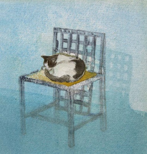 Miss Marple on a Mac Chair   -  Claire HarkessBritish b.1970-Watercolour , 17 x 18 cm.