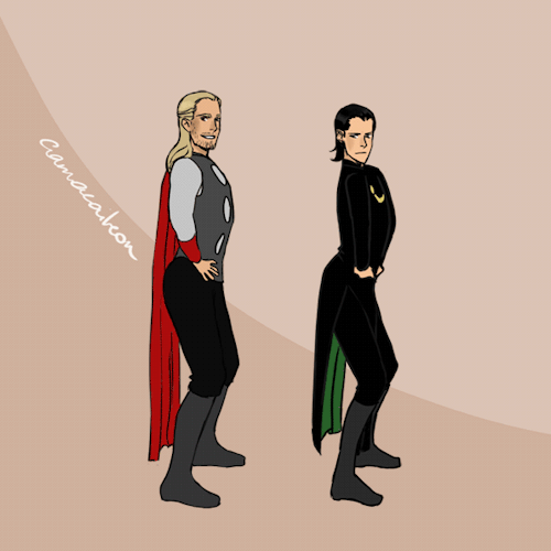 camacaileonne:Thor/Loki dancing I have no idea why I did this - ref used