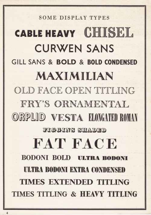 Brochure “Type faces in use at the Curwen Press”, 1952. A selection of rule borders, vignettes, disp