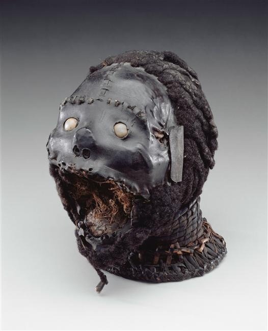 Late 19th-early 20th century, African art from Nigeria. The mask is built on a real