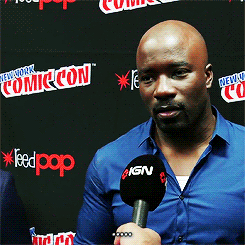 ryan-reynolds:  Eka Darville and Krysten Ritter crashing Mike Colter’s interview