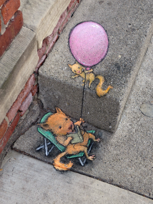 itscolossal:  David Zinn’s Quirky Chalk and Charcoal Characters on the Streets of Ann Arbor