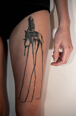 fuckyeahtattoos:  Dali’s elephant done