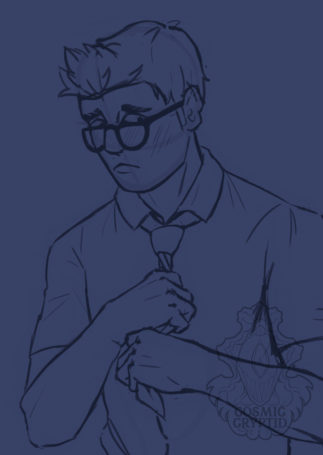 Sketched myself a nervous Dwight because I want to draw more of this sad boy. He most definitely fidgets with his tie when he’