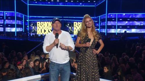 Steve Madden from @maddaboutit and Paris Hilton on the Fashion Rocks stage announcing Nicki Minaj’s 