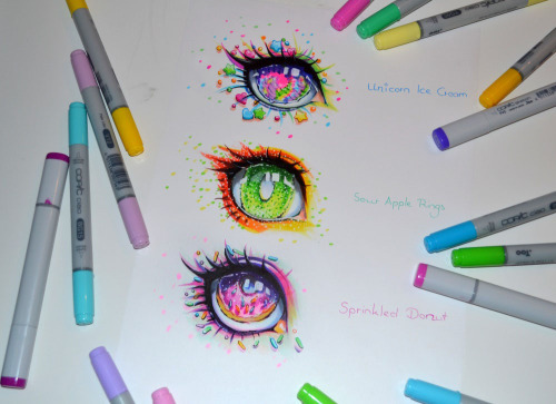 lighane:    Time for some Candy Eyes! I got inspired by some recipes for unicorn sweets I looked up yesterday and needed to draw a few sweets xD What’s your favorite candy?  
