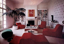 hadaes:  superseventies:  1976 living room design.  i think this marlboro table is by andy warhol 