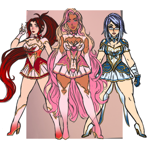 A quick super rough magical girl group that are apart of a show I’ve been planning for awhile. 