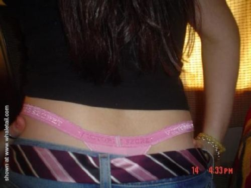 Pink v-string whale tail. Nice.