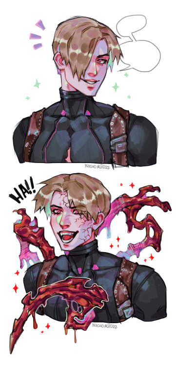 smol pics of my infected Leon version,,,,i love the concept of doll-faced boy being frightening beas