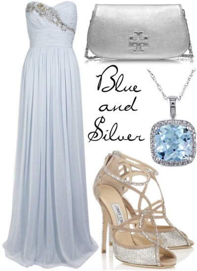 Blue and Silver by missloulouxx featuring diamond jewelry
Notte by Marchesa long dress, $920 / Jimmy Choo sandals, $1,585 / Tory burch purse / Amour diamond jewelry