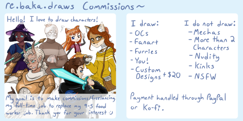 Hewwo! I&rsquo;ve updated my commissions sheet big time :3 Please DM me if you are interested&ndash;