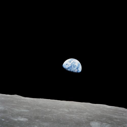 ‘Earthrise’ photograph taken by William Anders, Apollo 8 mission, December 24th, 1968.
