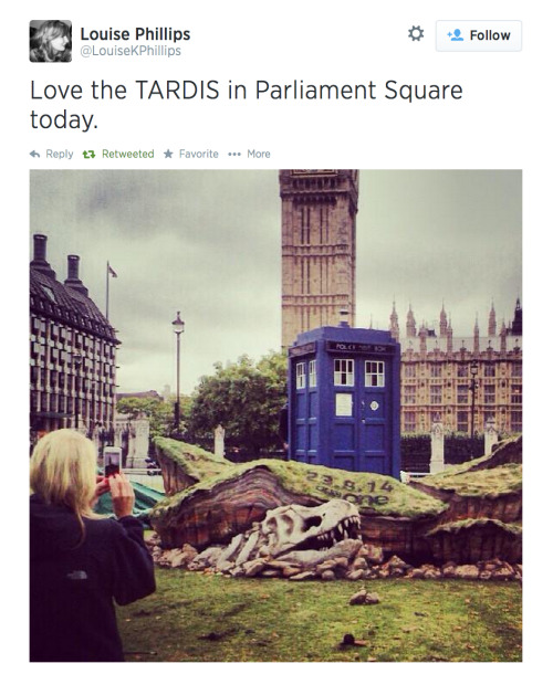 doctorwho:
““ @LouiseKPhillips: Love the TARDIS in Parliament Square today.
”
It would appear that the TARDIS has landed in Parliament Square, London..
”