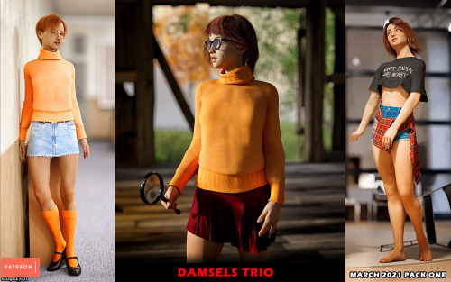 Damsels Trio set in now available on Patreon: https://www.patreon.com/sologeek