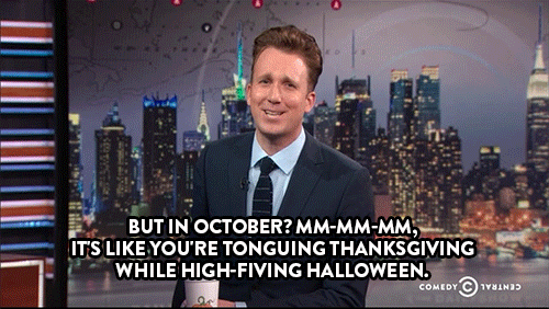 comedycentral: Jordan Klepper can’t be bothered by the news from Syria when it’s pumpkin-spice seaso
