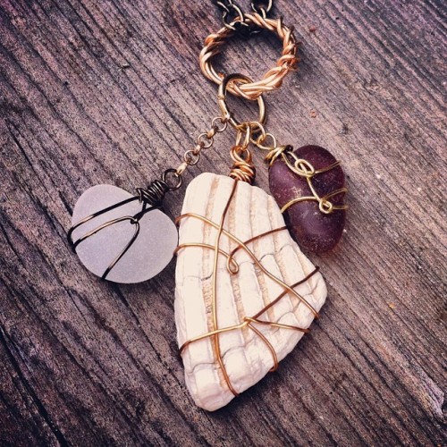 Sea glass & seashell pendants by Symbiotic Creations