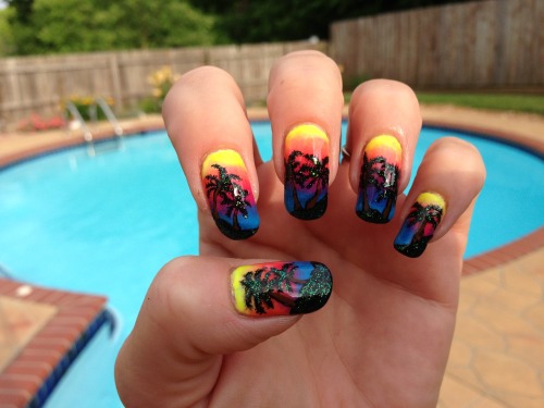nailpornography:   Tropical gradient embellished adult photos