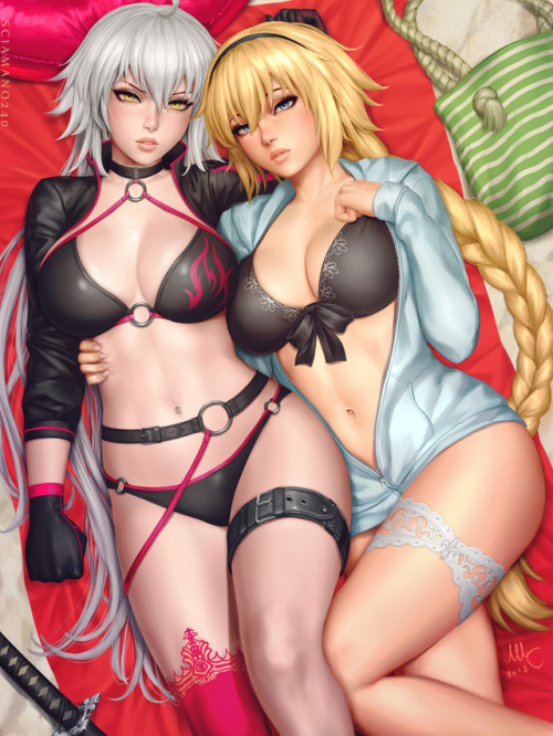 sciamano240:   Jeanne d'Arc Summer - Fate/Grand Order   Jeanne d'Arc and Jeanne d'Arc Alter in their