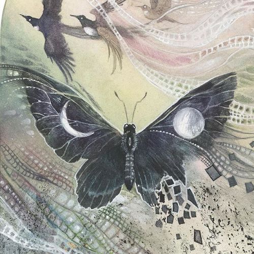 shadowscapes-stephlaw:Detail closeup from my Mosaic series.#Watercolor #painting #art #butterflies #