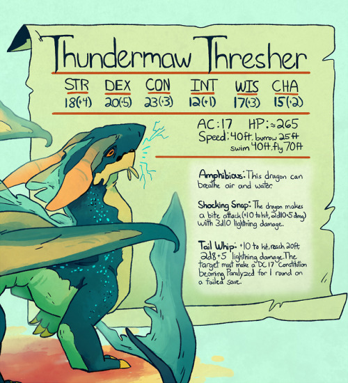 classic-draws: Thundermaw Threshers make their homes in large canyon rivers and coves near the water