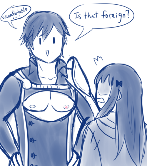 plerndraws:  yakusagi:  what if chrom had the brand of the exalt on some obscure place like his left nipple or his knee     The worst part is that Chrom thinks it’s perfectly normal 