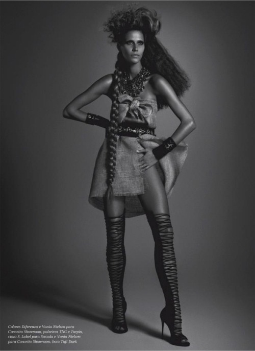 Renata Kuerten in Tufi Duek lace-up thigh-high boots for FFW MAG April 2013 by Fabio Bartelt
