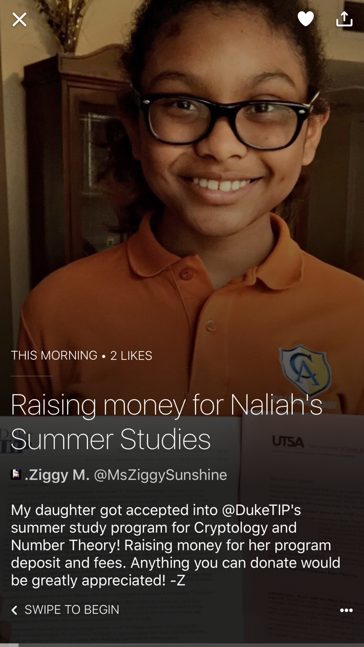 flip–fone: from the mother:  “Hey Everyone!   My 13 yr old Naliah was just accepted