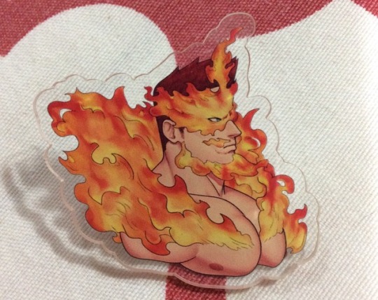 sintomacronico:  sintomacronico: I made a couple of Enji pins, I’m so happy with how they came out 🙏🏼‬ ‪I’ve got 2 of these for sale. He’s about 1 and a half inches tall, selling them for บ usd + Ŭ usd for shipping. If anyone’s interested
