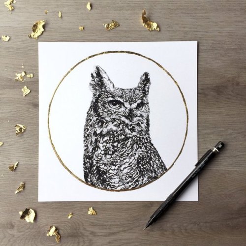 Gold Leaf Owl Print //naturesmyfriend