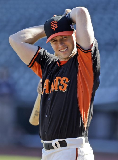 Buster Posey before Game 4 of the NLDS October 7, 2014.