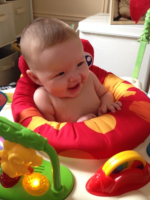 Addison is all smiles about her @fisherprice jumperoo. It was given to me as a gift from my sister a