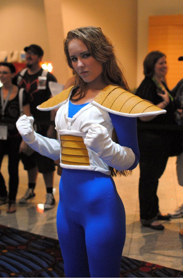 while looking up dragon ball Z scouter picks I came across a lot of cute girls cosplaying as Vegeta.
