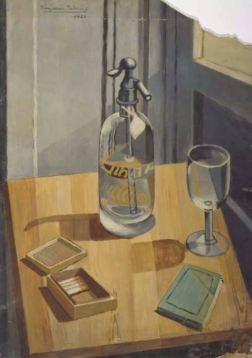 huariqueje:    Naturaleza muerta del sifón (Still Life with Siphon)  -  Benjamín Palencia, 1920  Spanish,  1894-1980   Oil on paperboard,   76 x 54,5 cm   